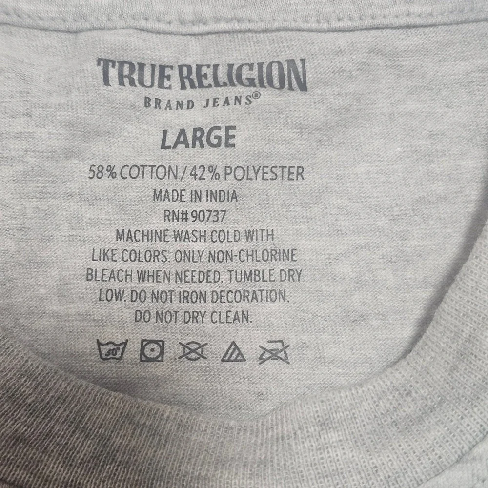 True Religion Gray T-Shirt with Red Logo‎ Casual Streetwear Men's Large New
